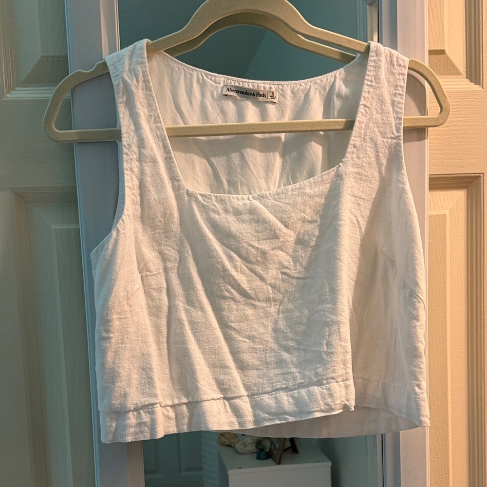 White Linen Sleeveless Top